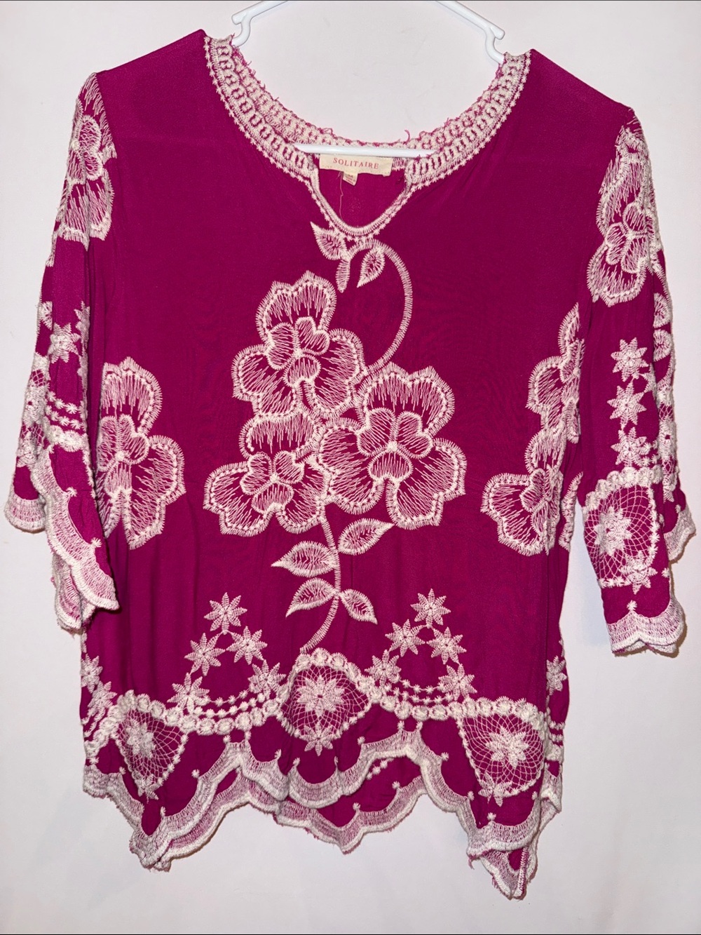 Solitaire Magenta Floral Embroidered Blouse